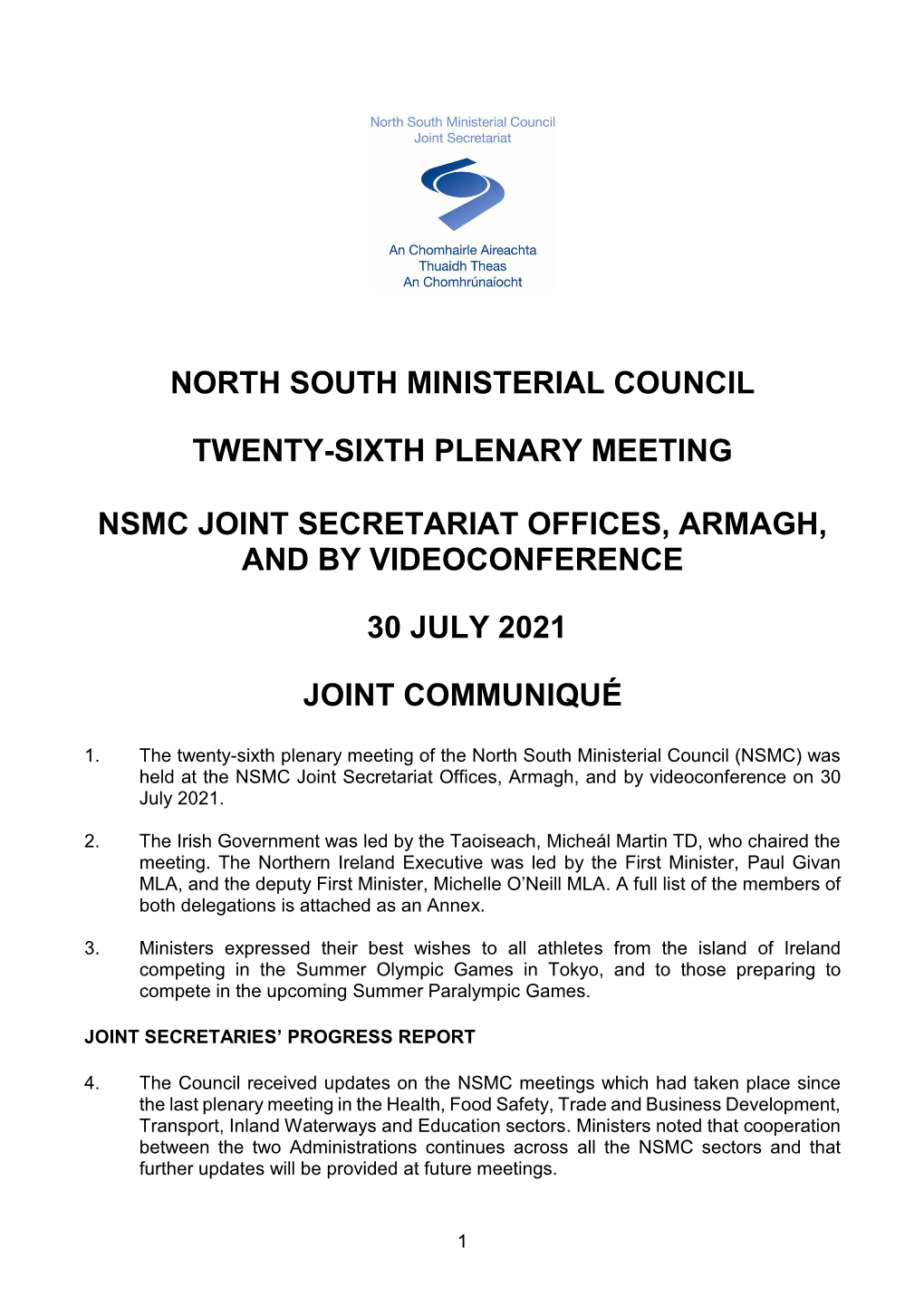 DP1699: NSMC Twenty Fourth Plenary Meeting Joint Communiqué