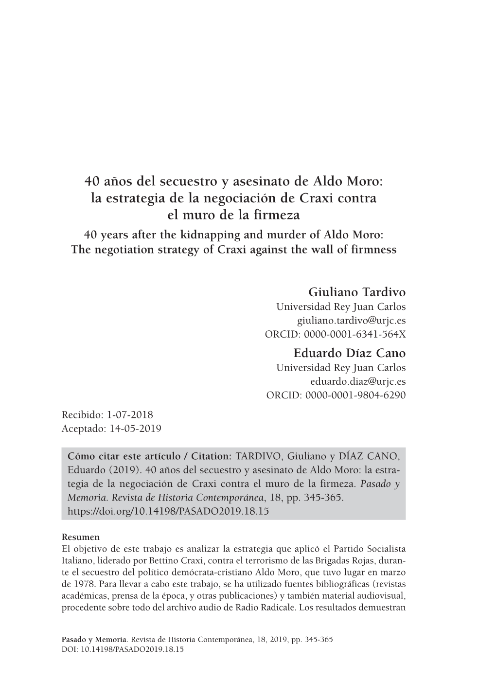 Pdf 40 Años Del Secuestro Y Asesinato De Aldo Moro