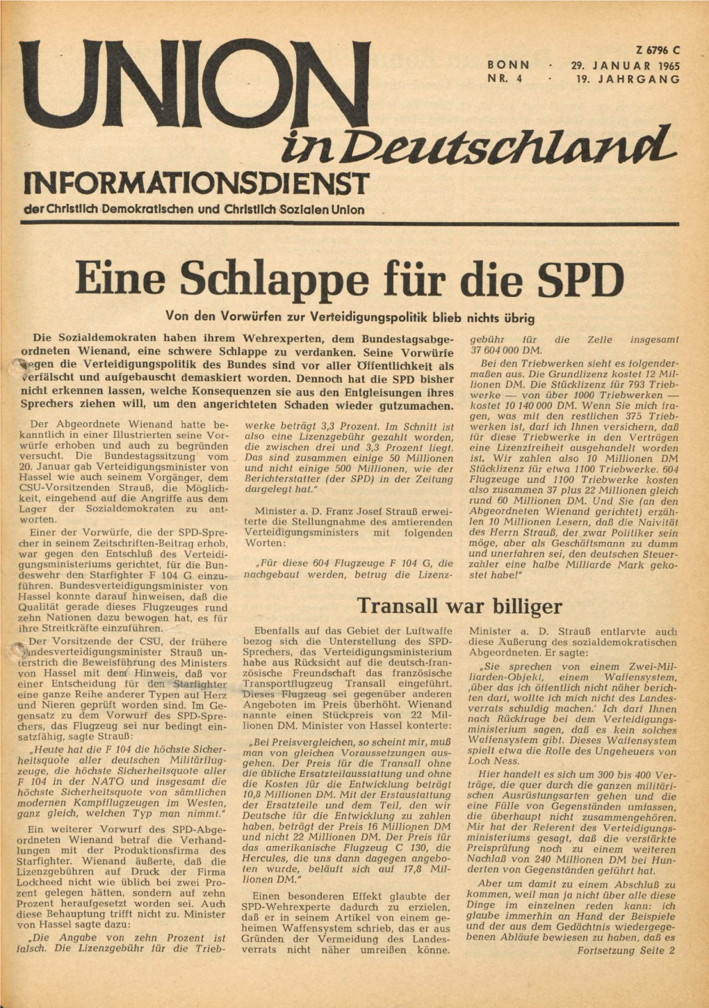 UID Jg. 19 1965 Nr. 4, Union in Deutschland