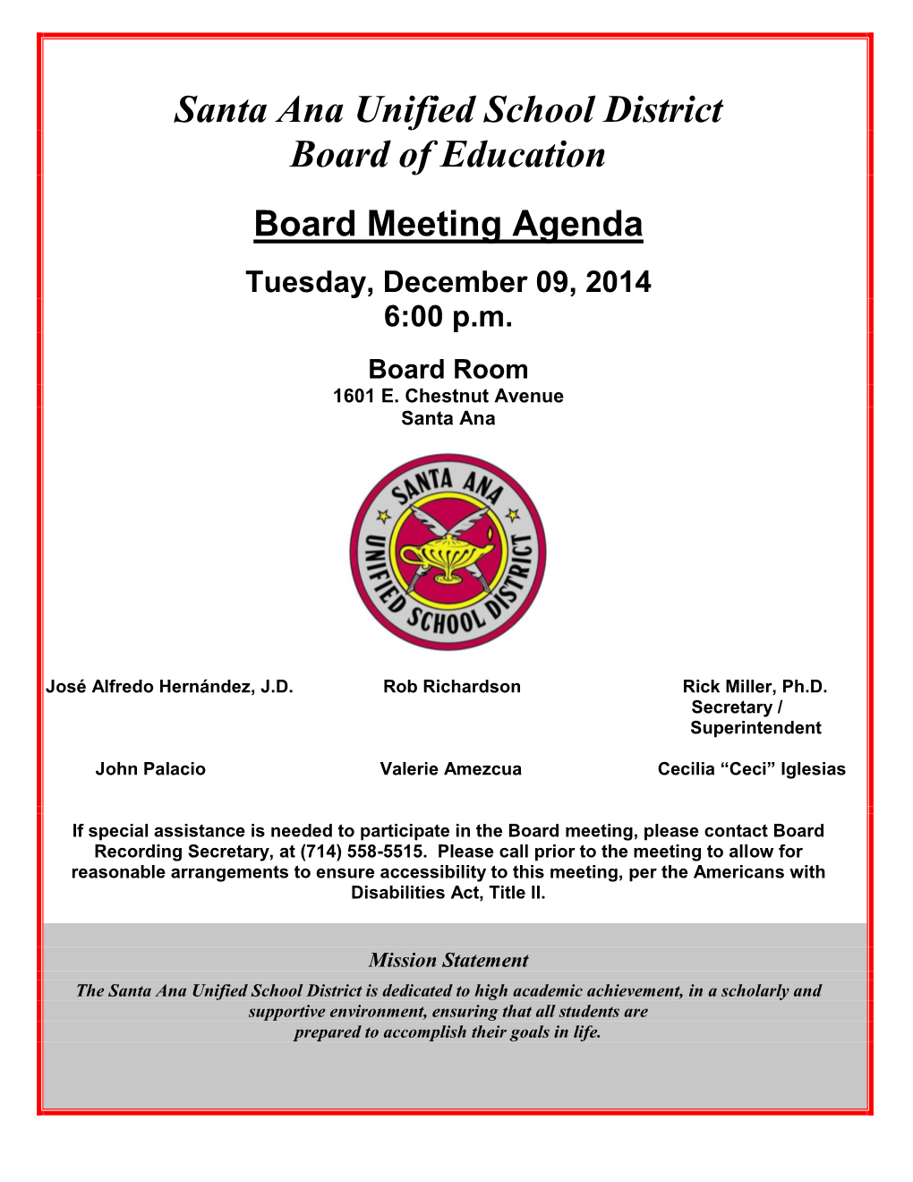 Santa Ana Unified School District Board of Education