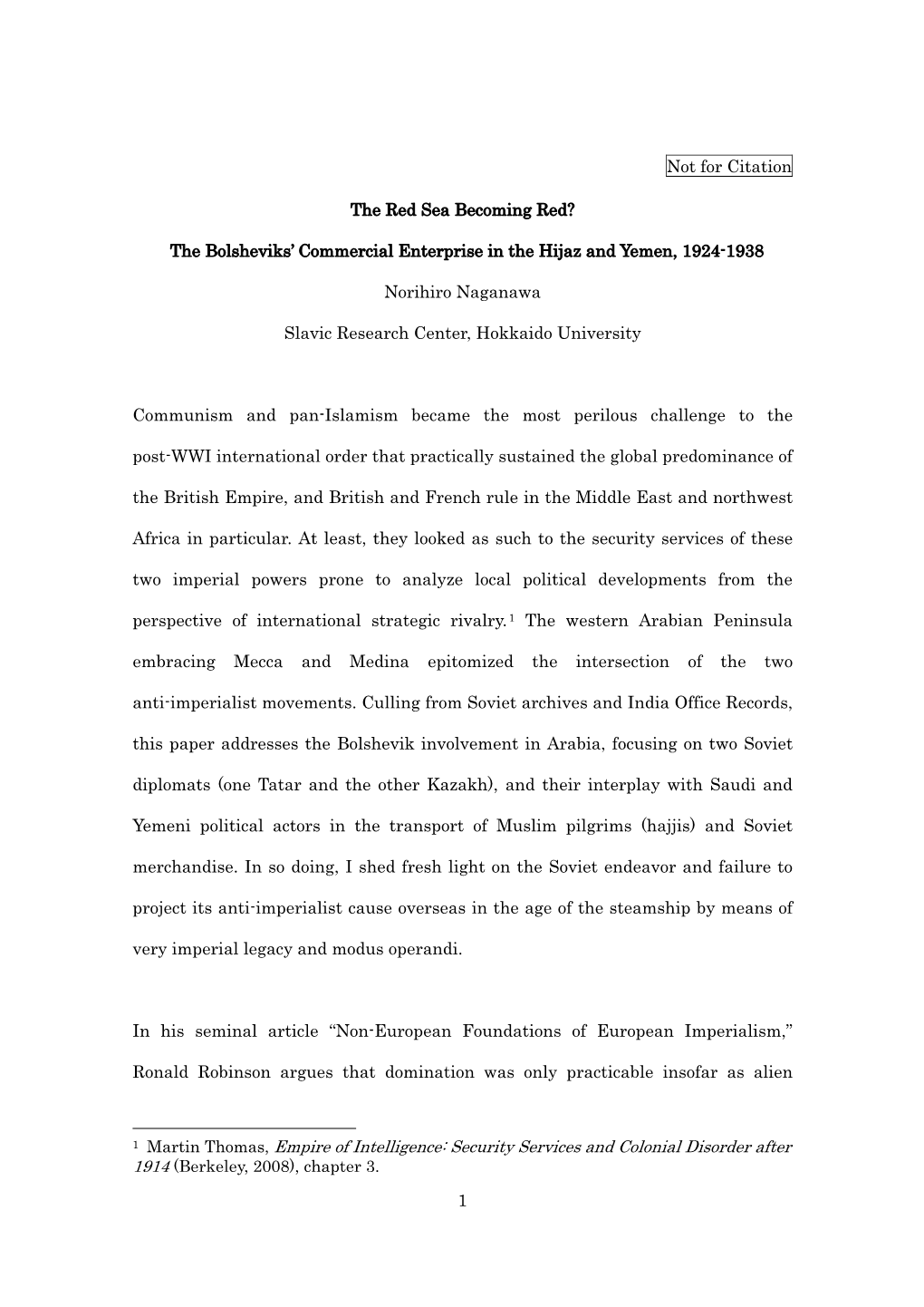 The Bolsheviks' Commercial Enterprise in the Hijaz and Yemen