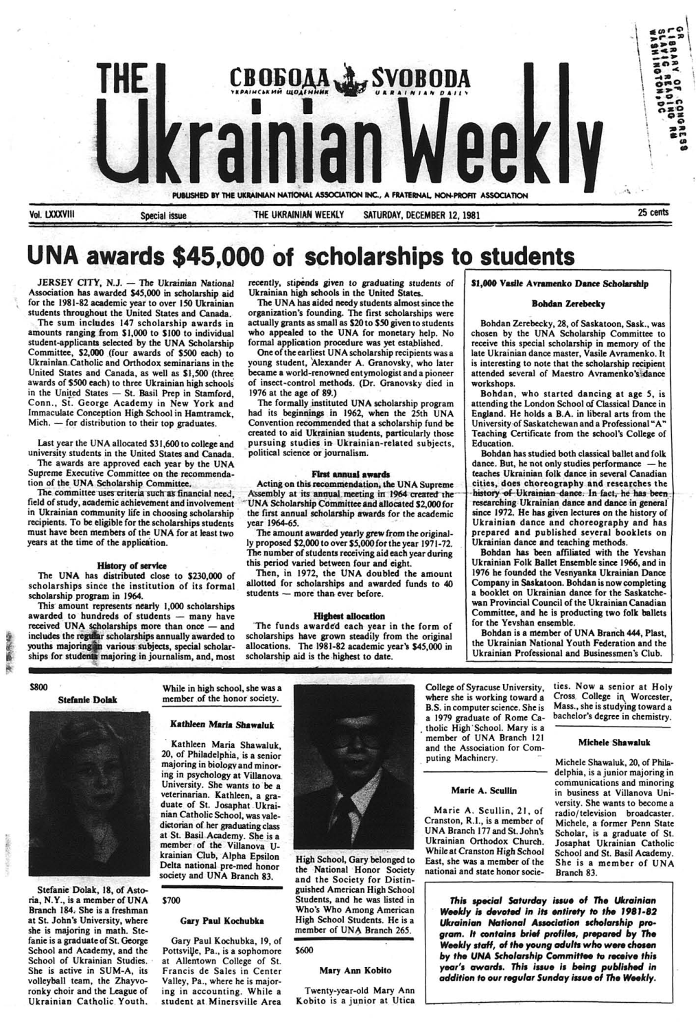 The Ukrainian Weekly 1981, Special Issue