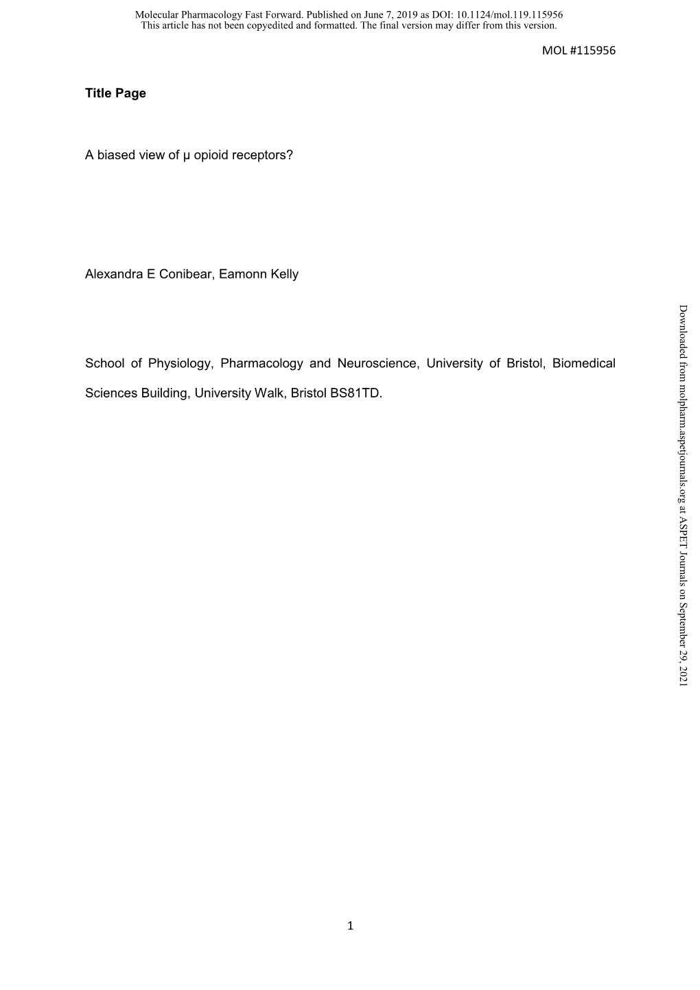 A Biased View of Μ Opioid Receptors?