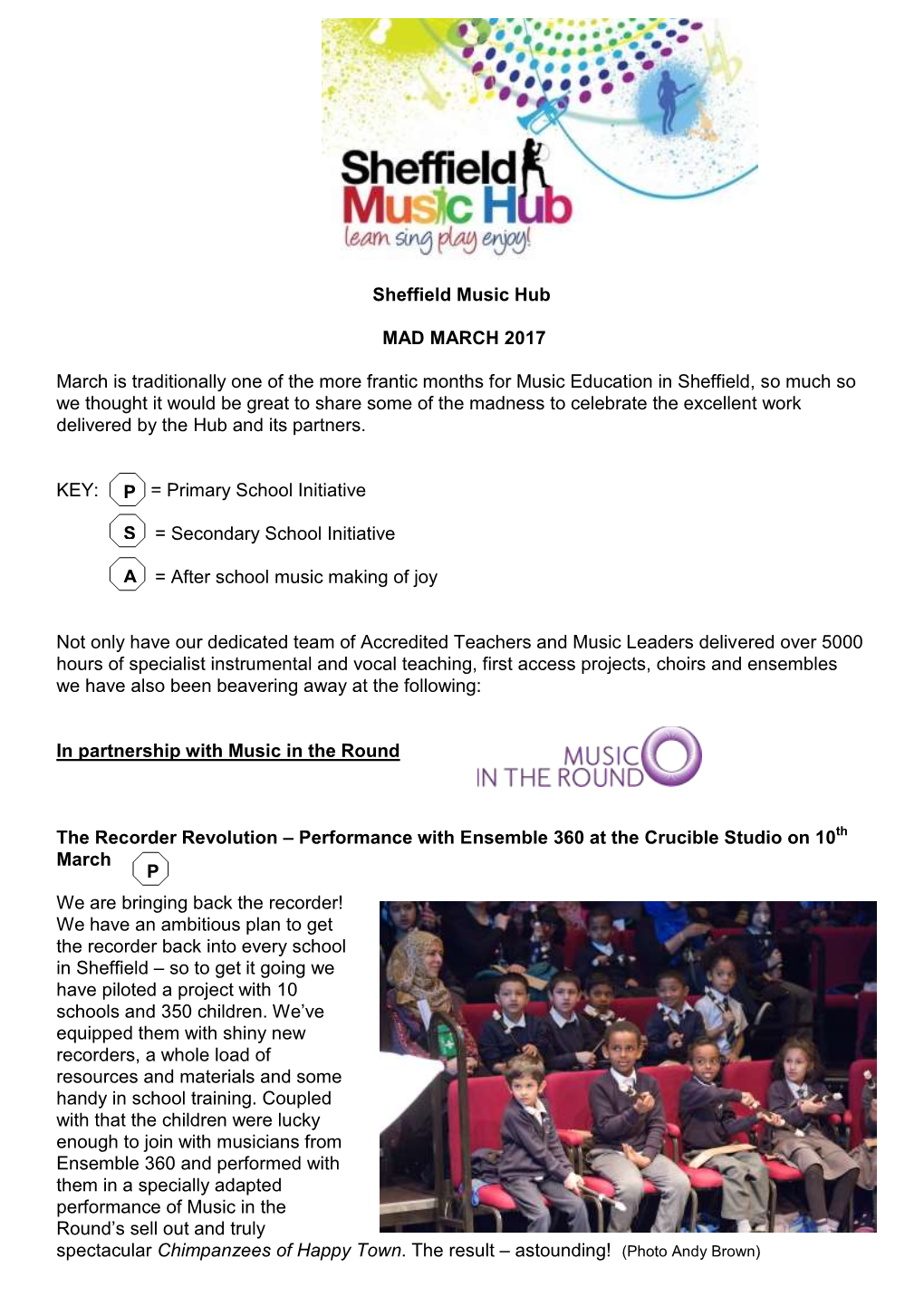 Sheffield Music Hub MAD MARCH 2017 March Is Traditionally One Of