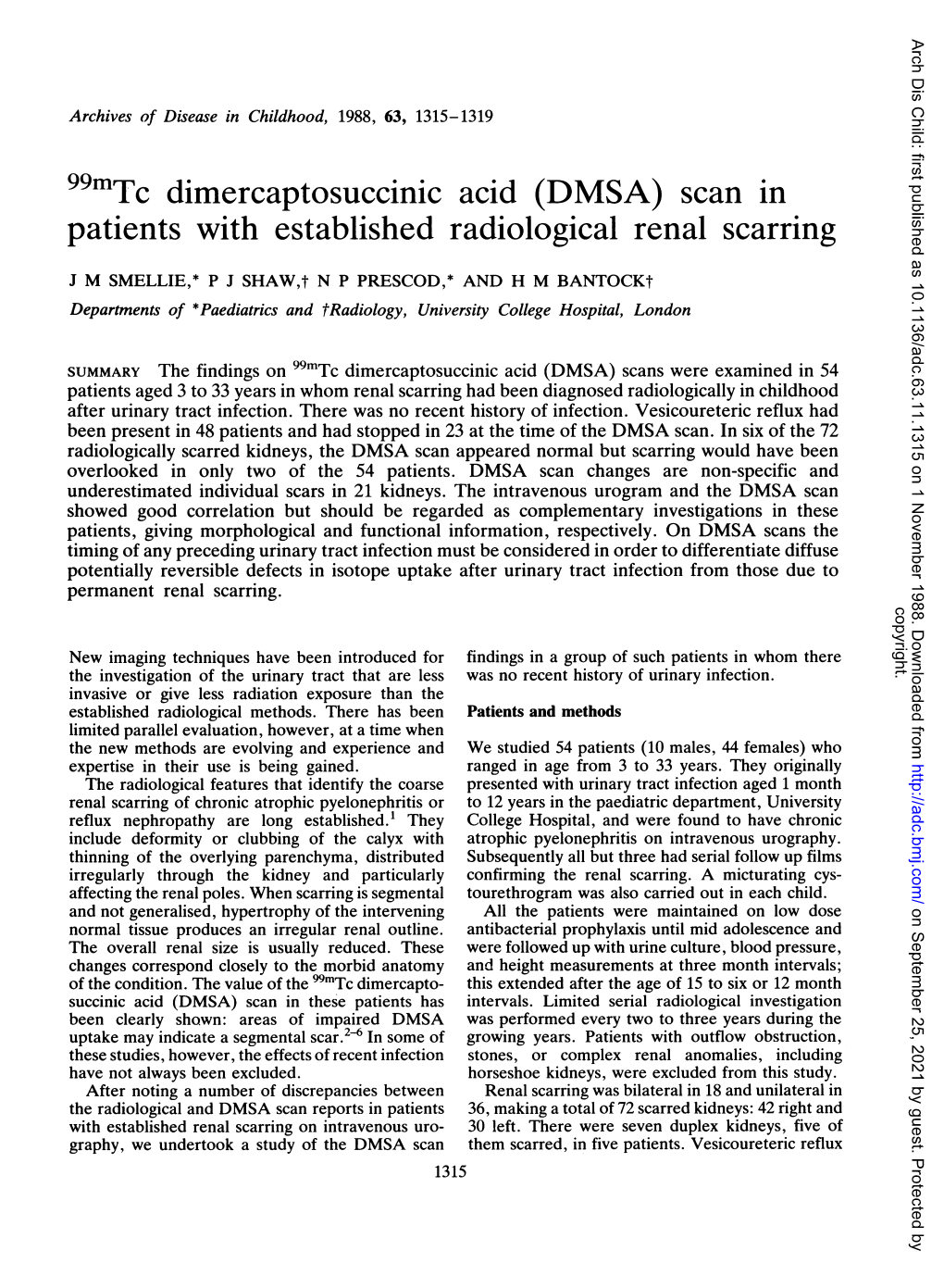 Scan in Patients with Established Radiological Renal Scarring