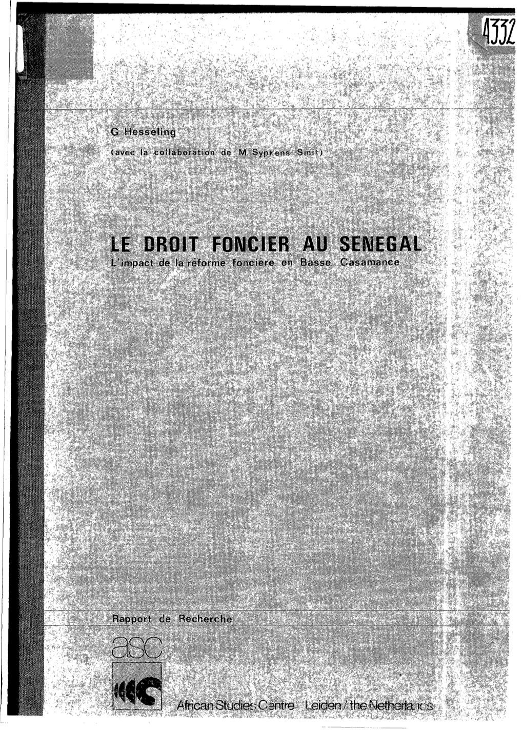 LE DROIT FONCIER AU SERIEE Al Ïe La Réforme Foncière En Basse Gasaraance