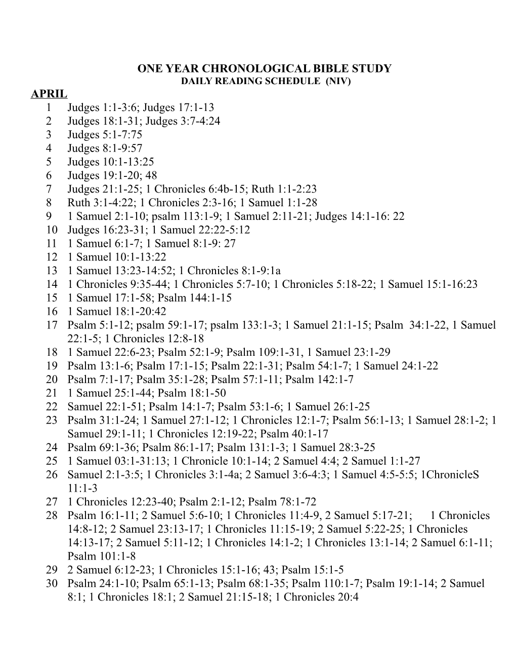 One Year Chronological Bible Study