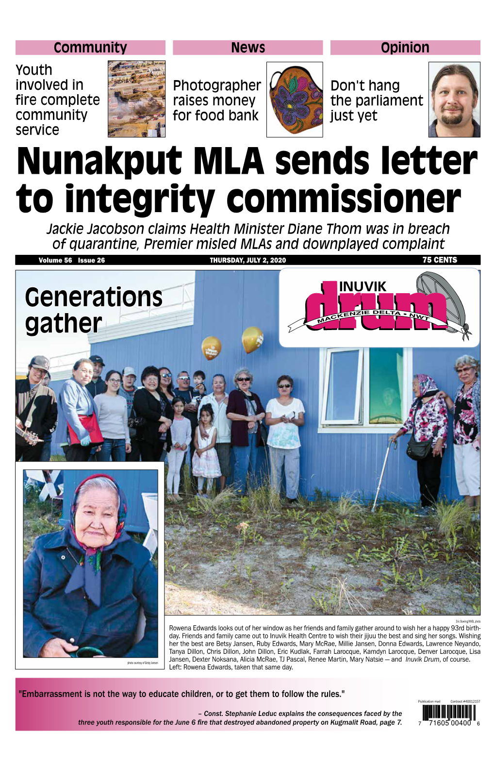 Nunakput MLA Sends Letter to Integrity Commissioner