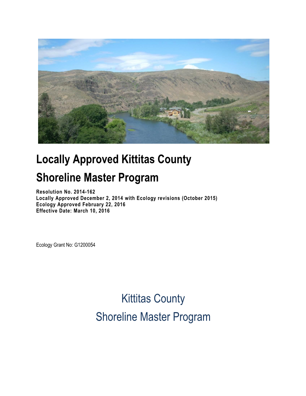 Locally Approved Kittitas County Shoreline Master Program Resolution No