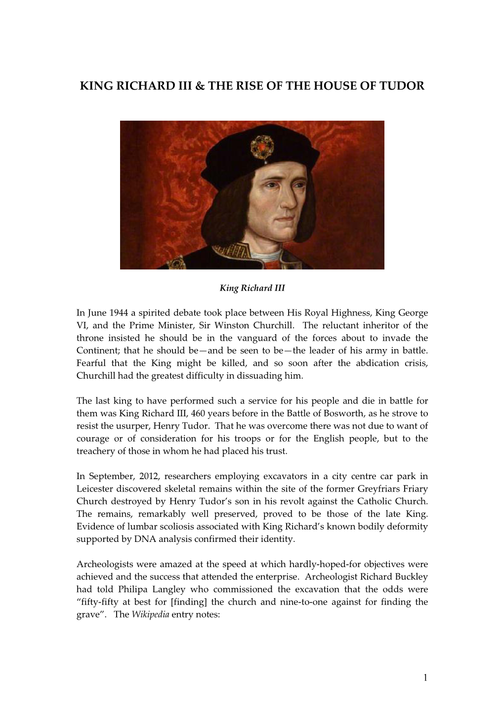 King Richard Iii & the Rise of the House Of