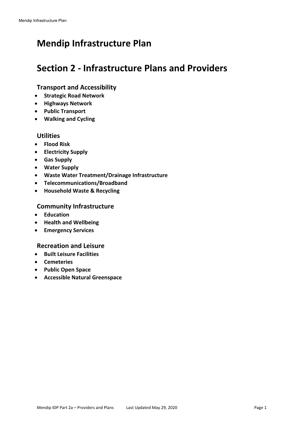 Part 2A Summary of Relevant Infrastructure Plans and Providers