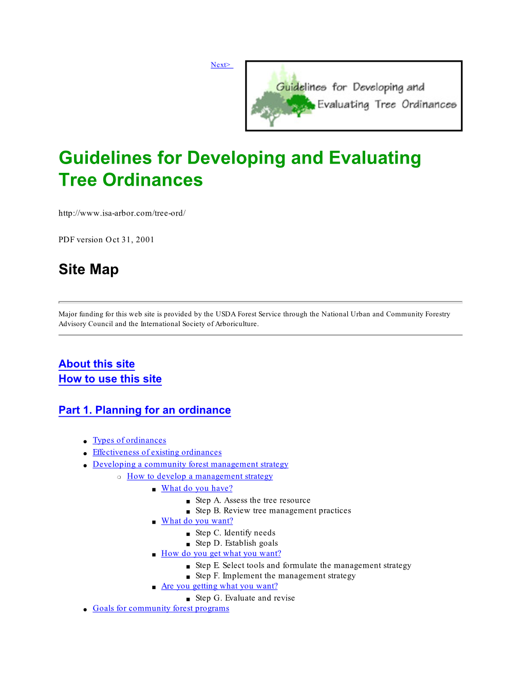 Guidelines for Developing and Evaluating Tree Ordinances