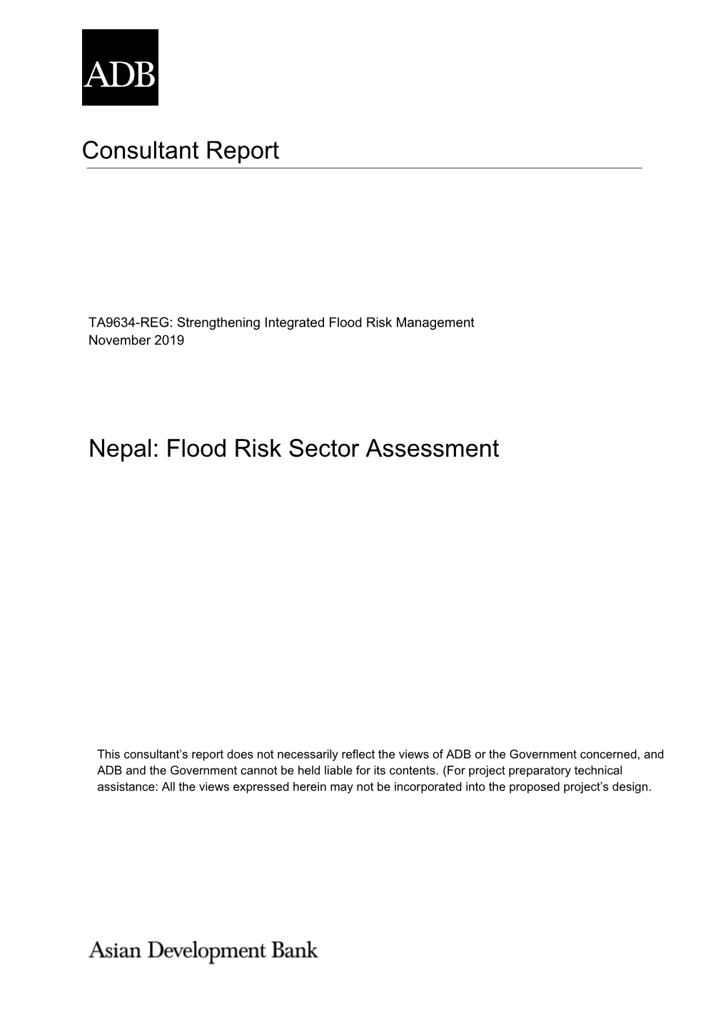Nepal: Flood Risk Sector Assessment
