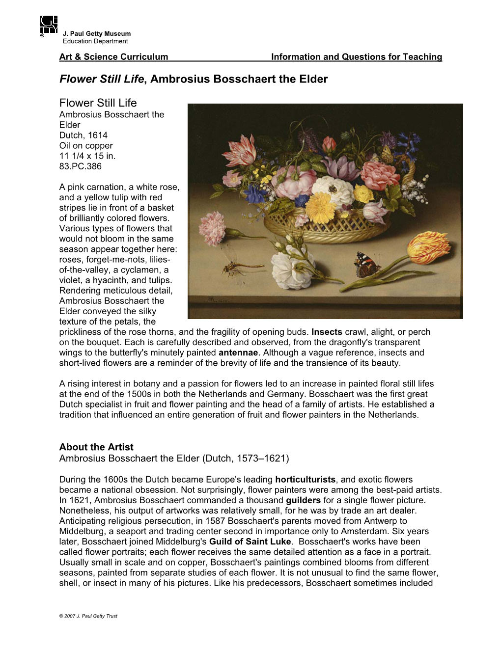 Flower Still Life, Ambrosius Bosschaert the Elder