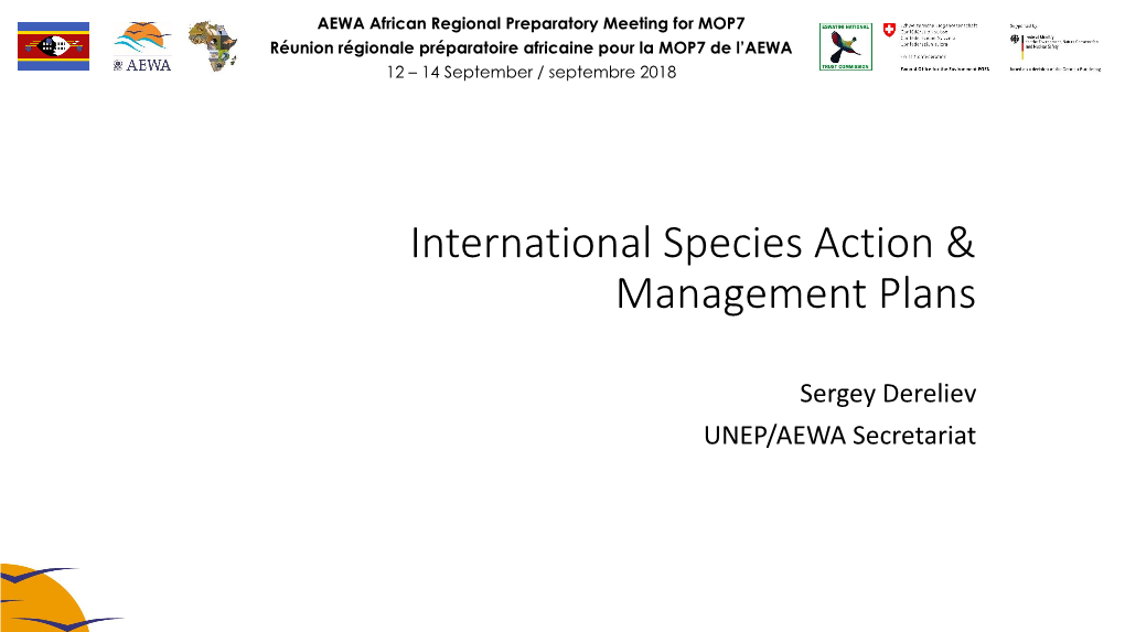International Species Action & Management Plans