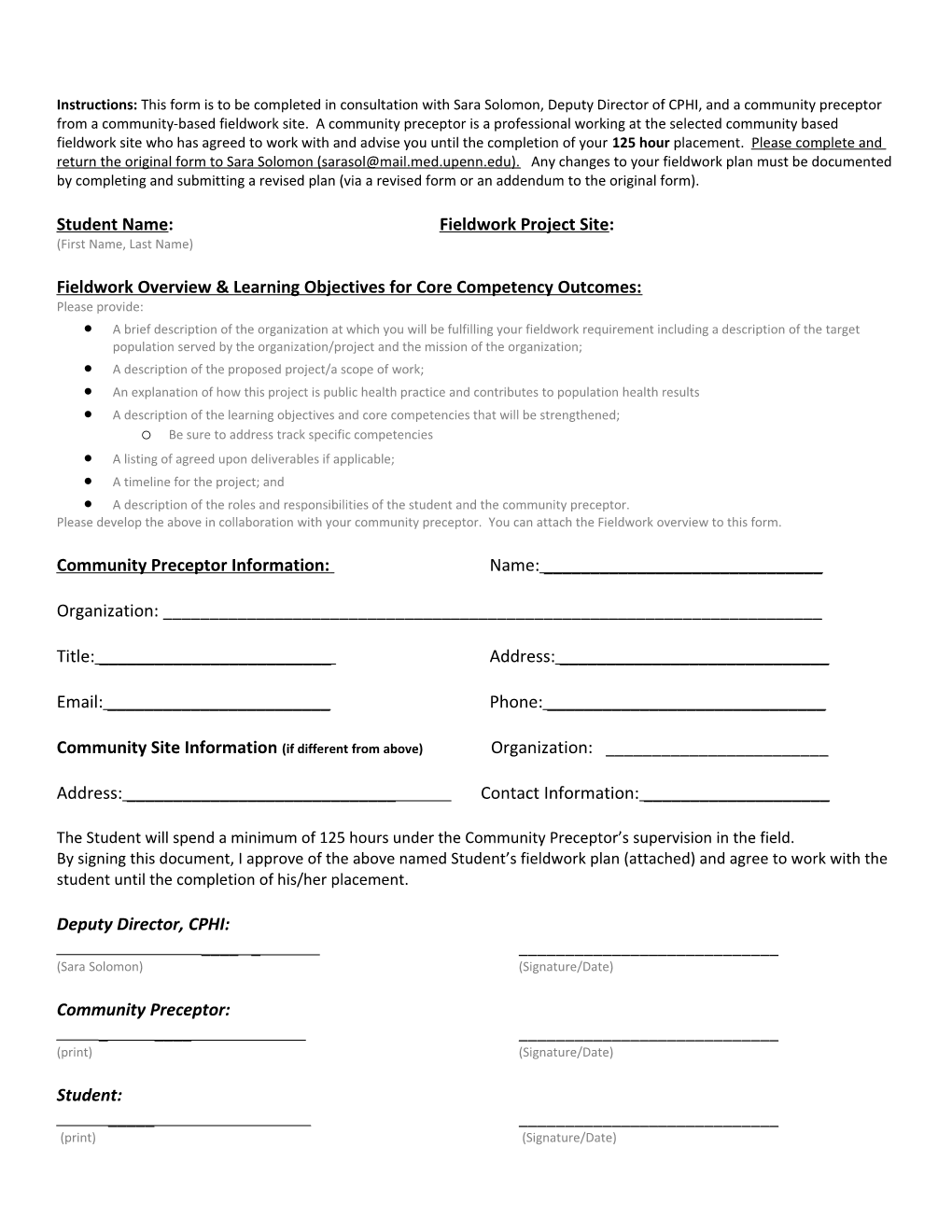 Capstone Plan Approval Form