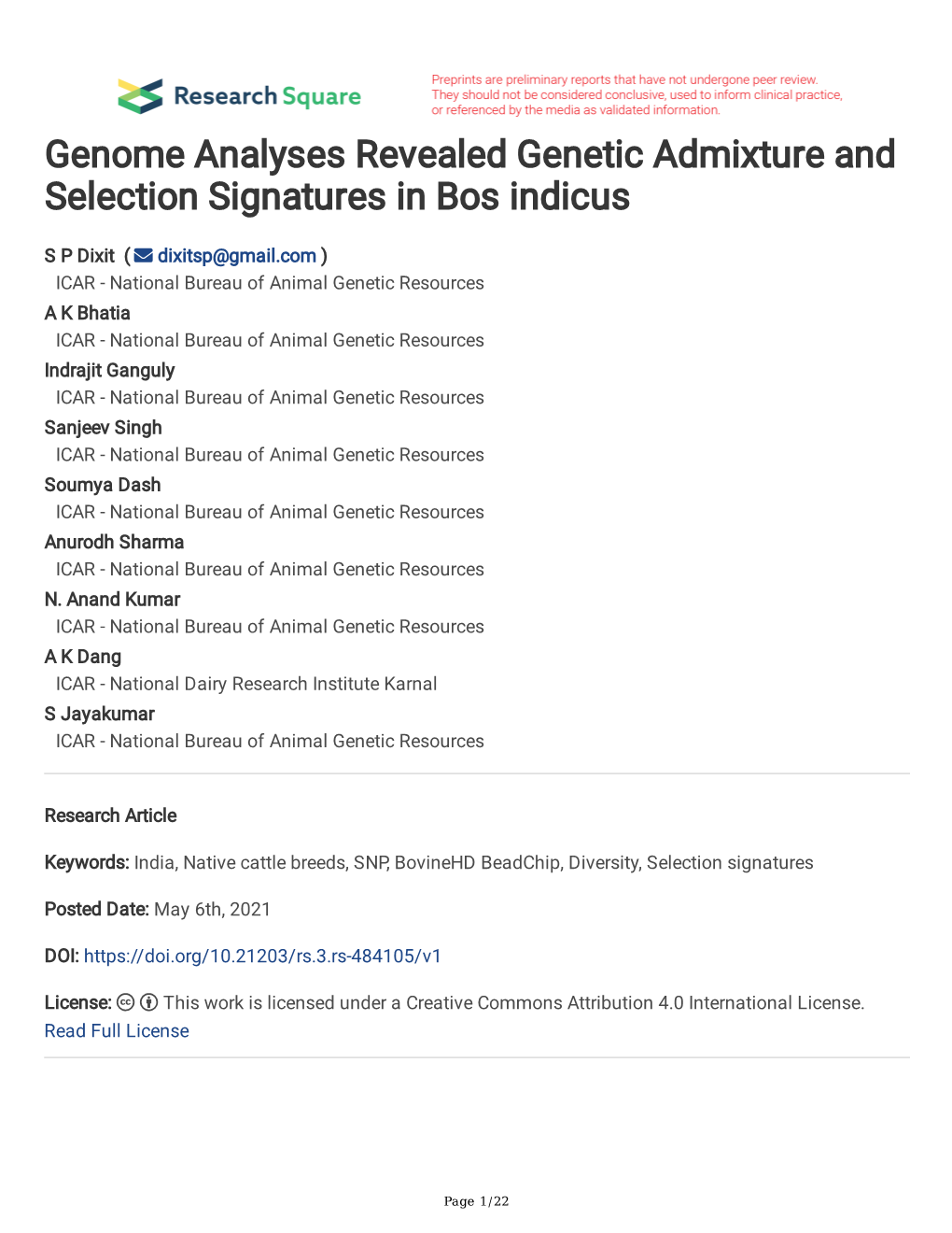 Genome Analyses Revealed Genetic Admixture and Selection Signatures in Bos Indicus
