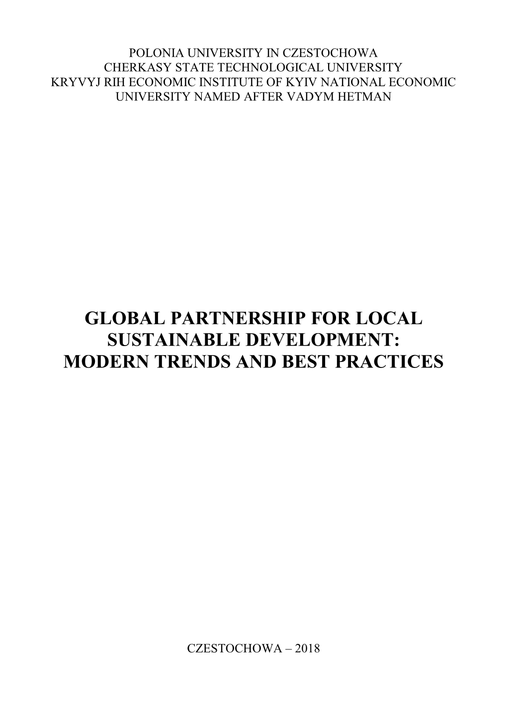 Global Partnership for Local Sustainable Development: Modern Trends and Best Practices