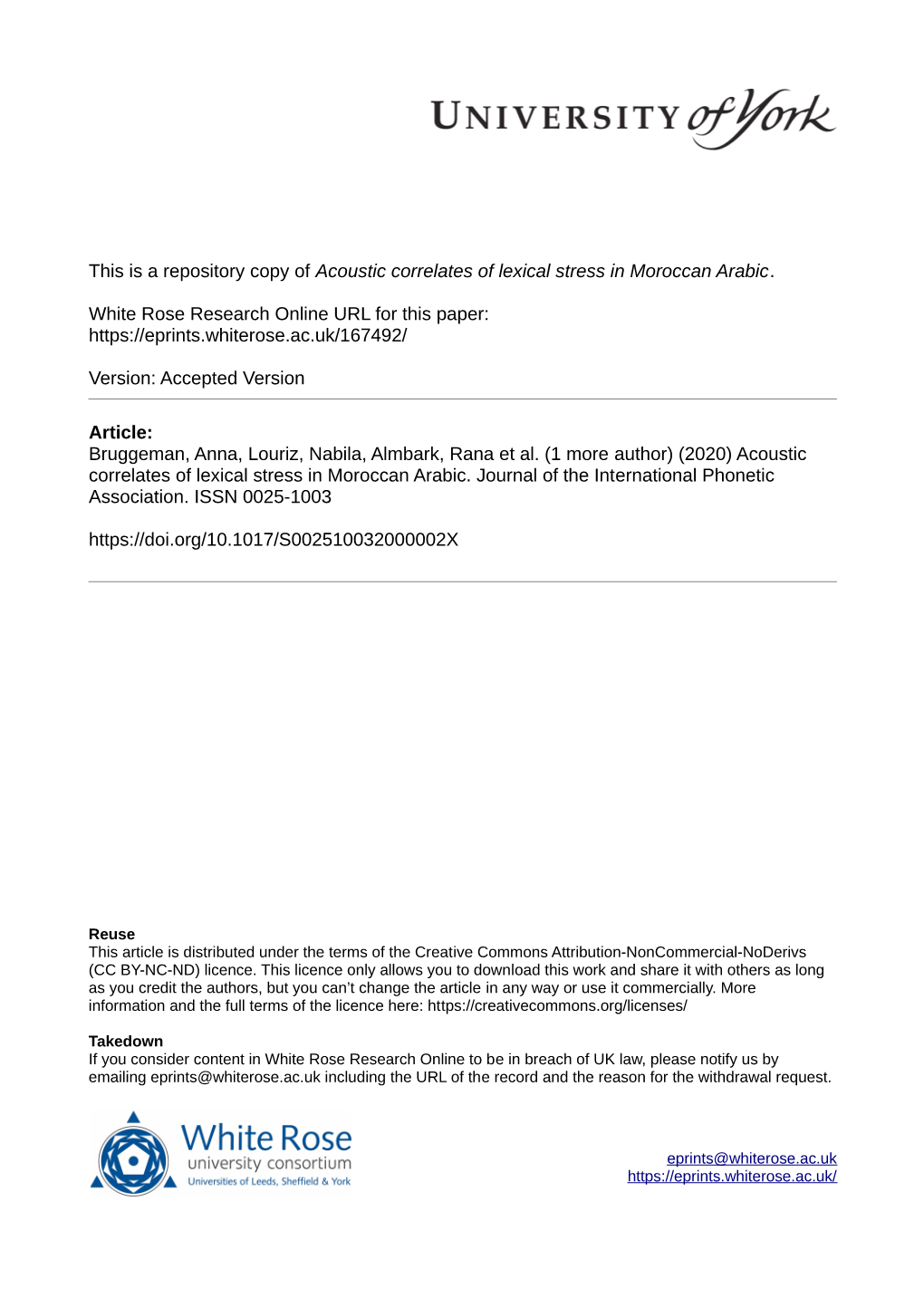 Acoustic Correlates of Lexical Stress in Moroccan Arabic