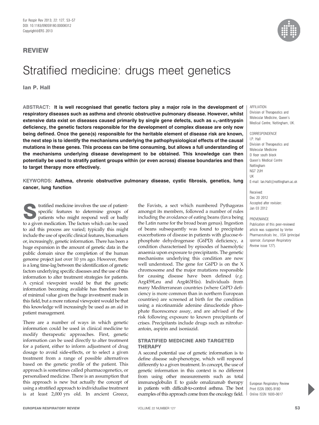 Stratified Medicine: Drugs Meet Genetics