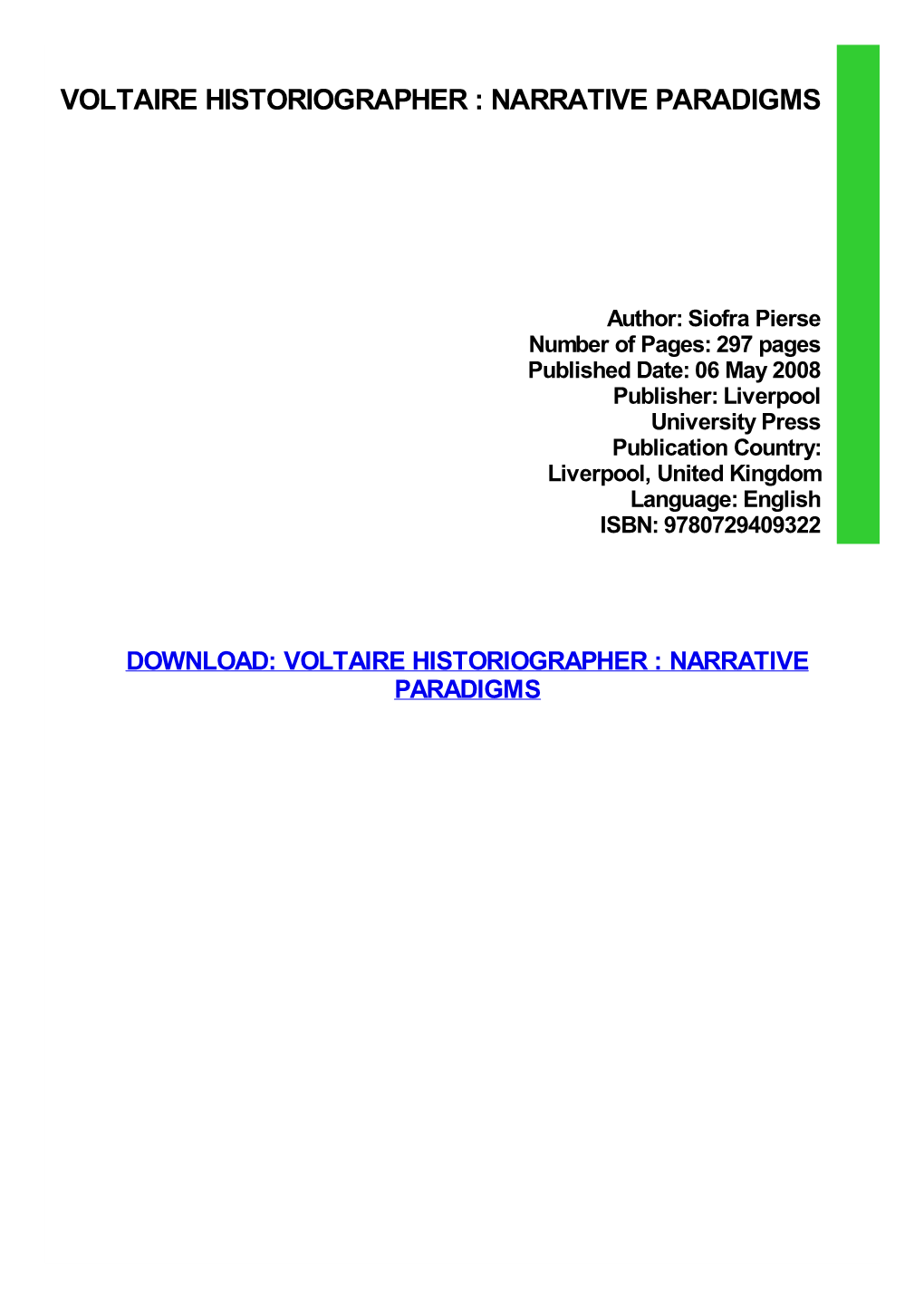 Voltaire Historiographer : Narrative Paradigms Pdf Free Download