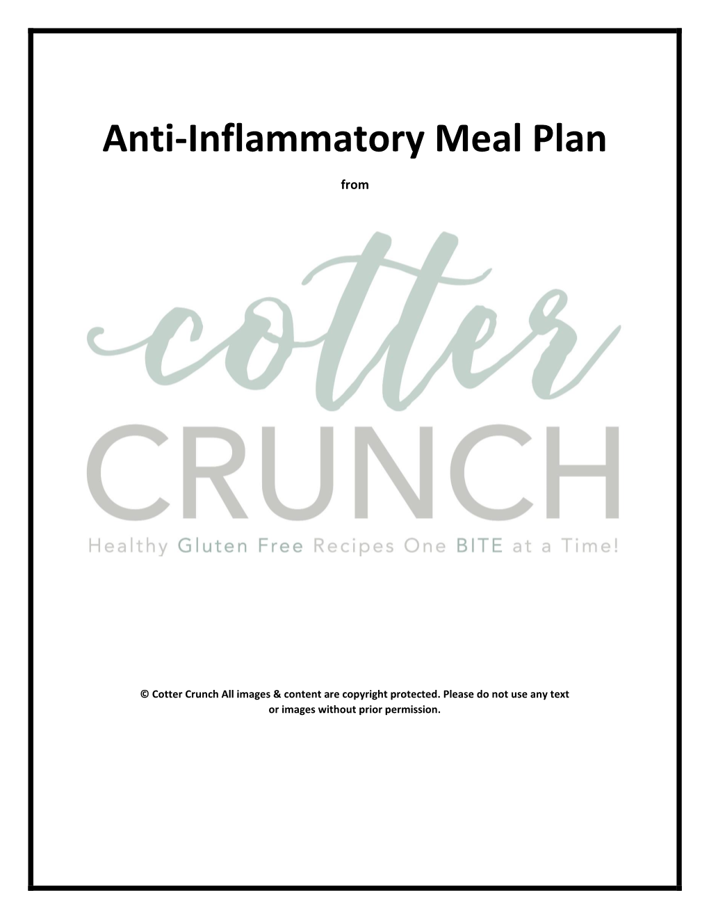 Anti-Inflammatory Meal Plan