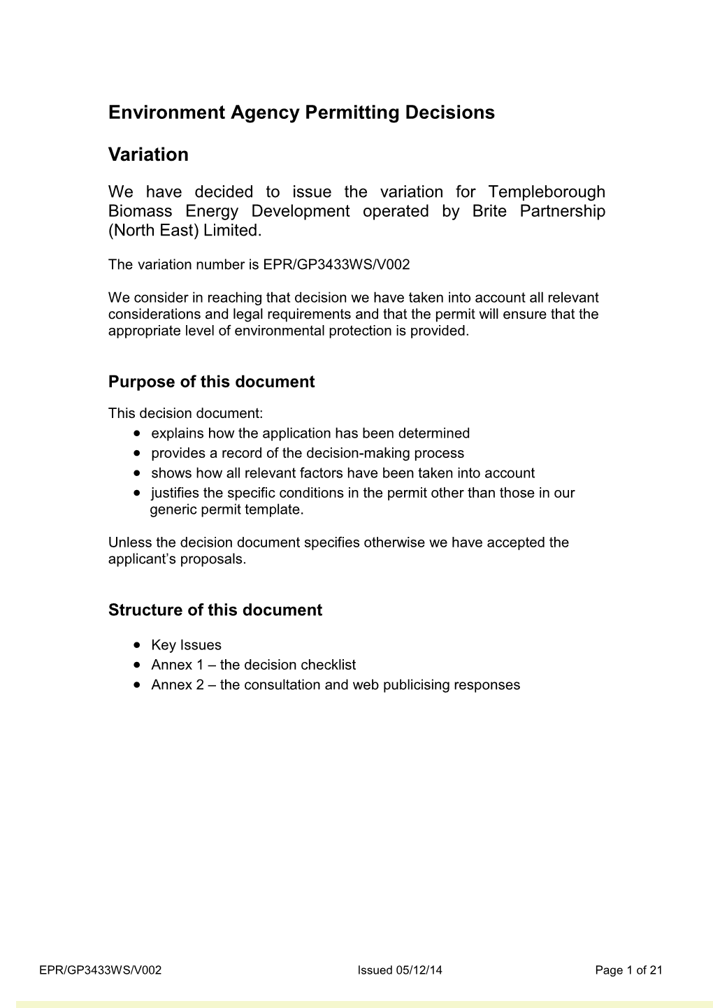 233 08 SD50 Environment Permitting Decision Document