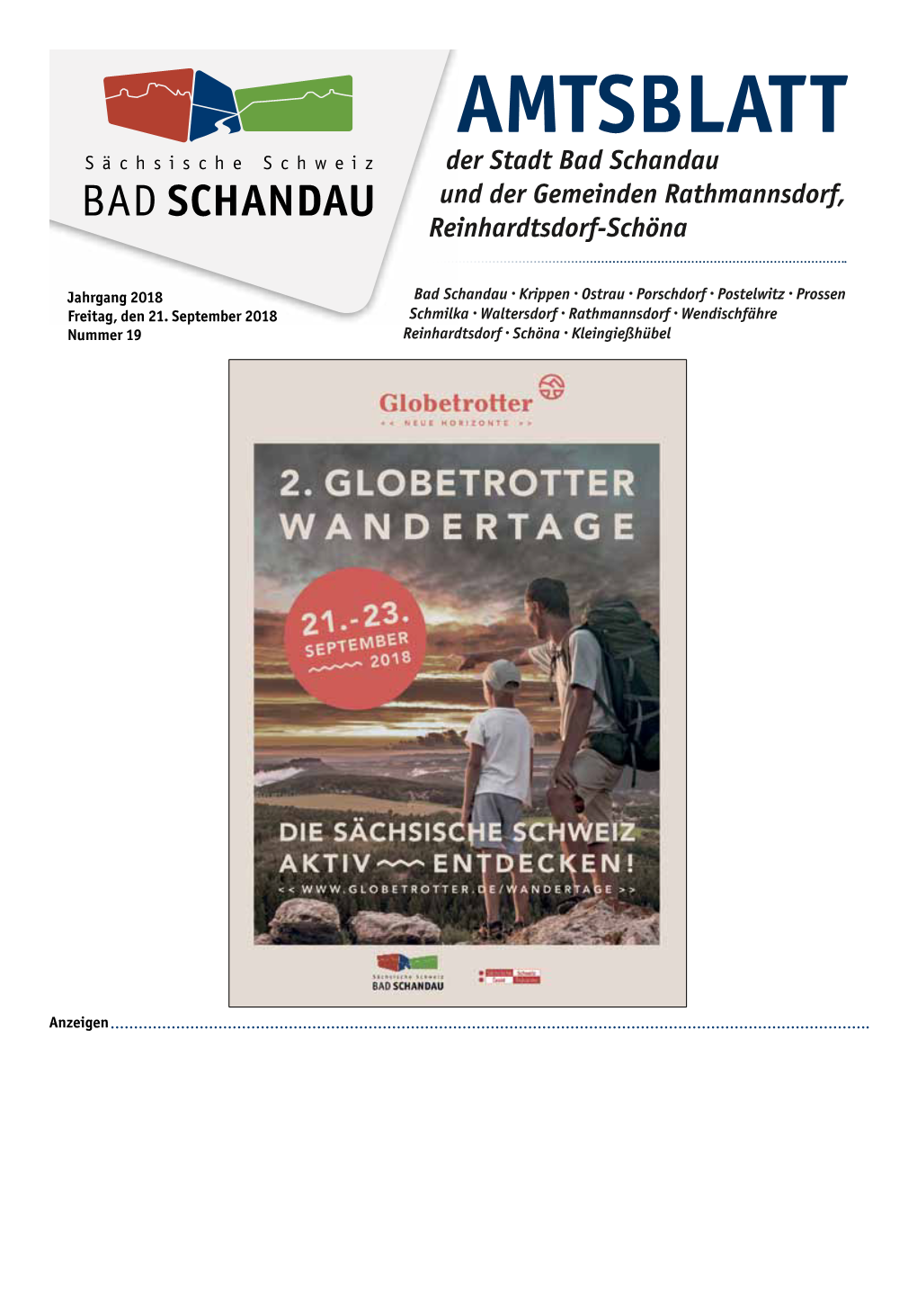 Amtsblatt Der Stadt Bad Schandau Und Der Gemeinden Rathmannsdorf, Reinhardtsdorf-Schöna