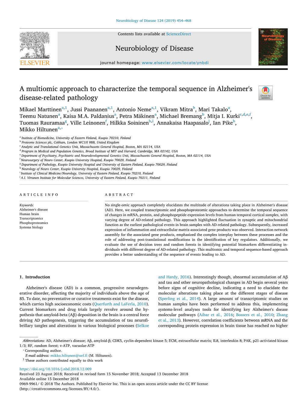 A Multiomic Approach to Characterize the Temporal Sequence In