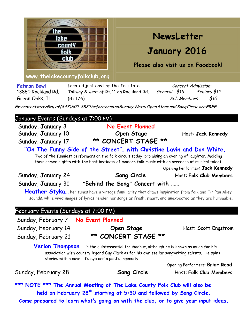 Newsletter January 2016