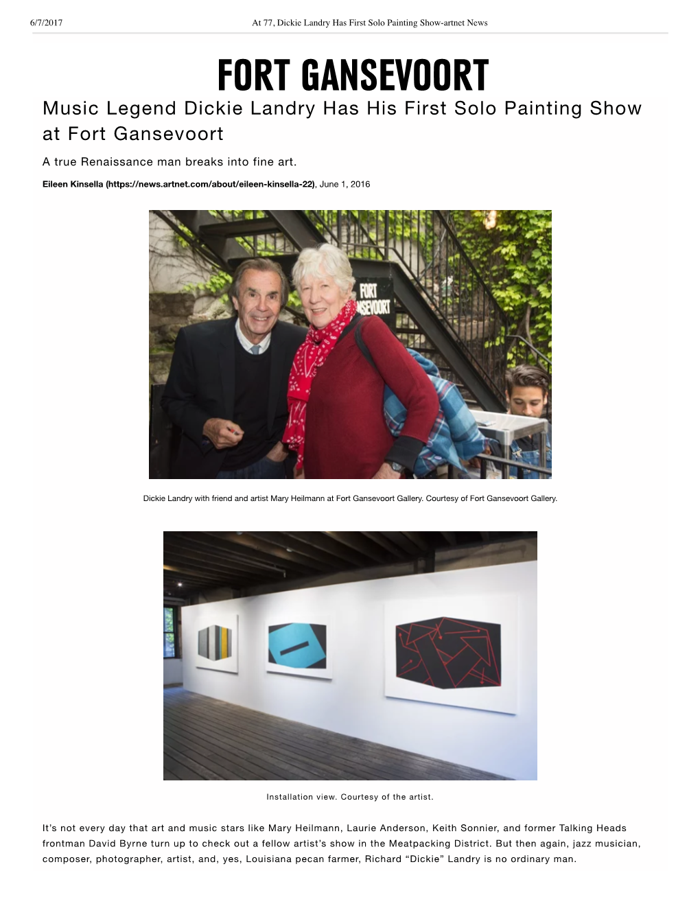 At 77, Dickie Landry Has First Solo Painting Show-Artnet News