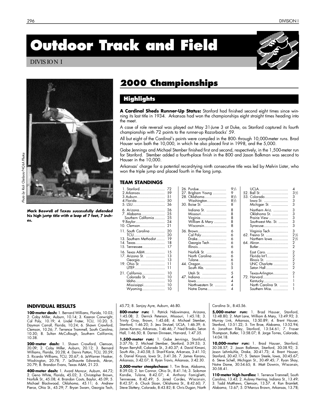 Outdoor Track and Field DIVISION I