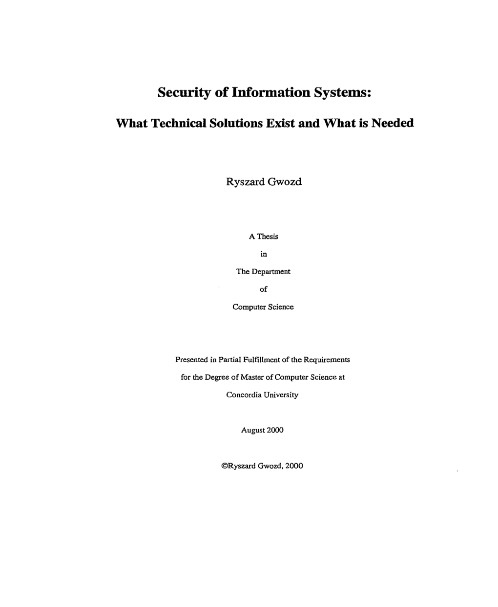 Security of Information Systems