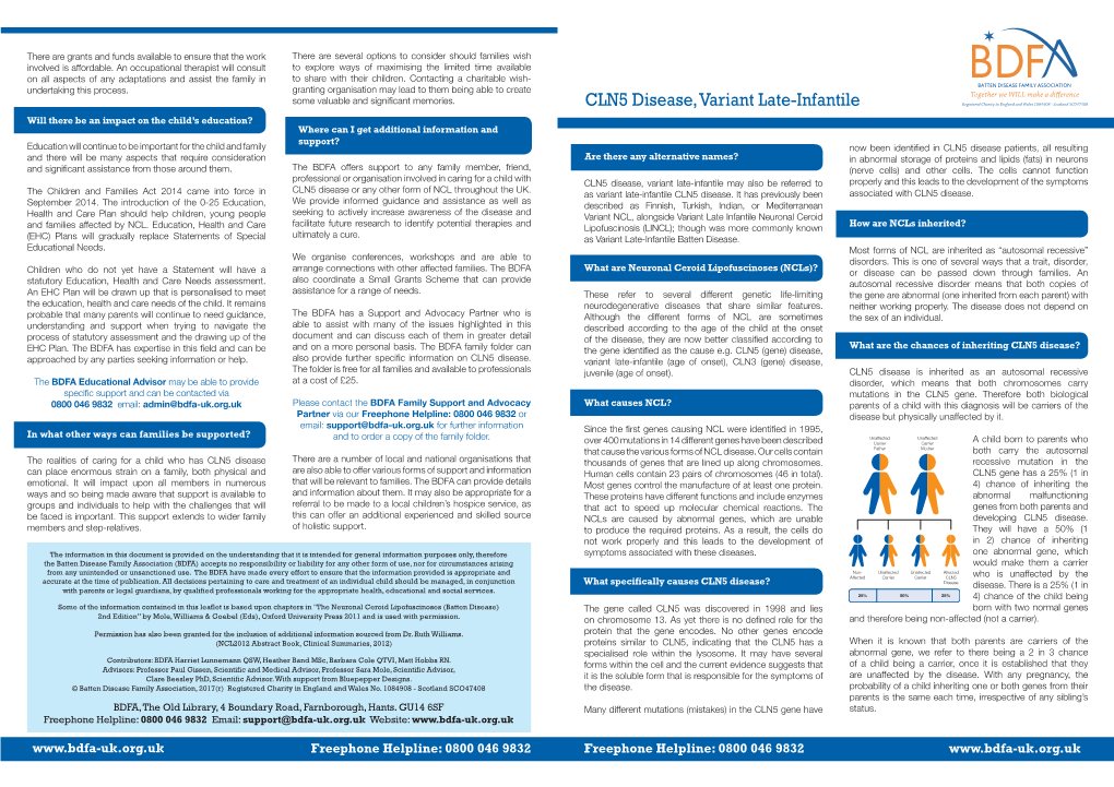 CLN5 Disease, Variant Late-Infantile