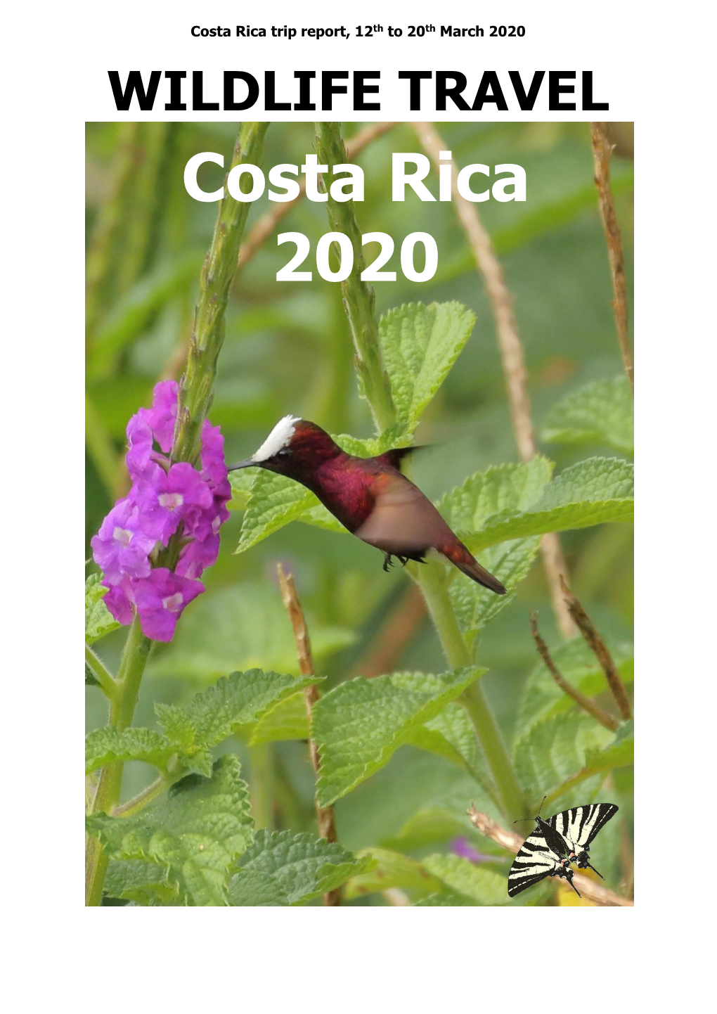 WILDLIFE TRAVEL Costa Rica 2020