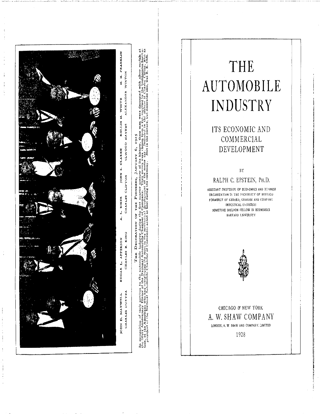 Ralph C. Epstein, the Automobile Industry