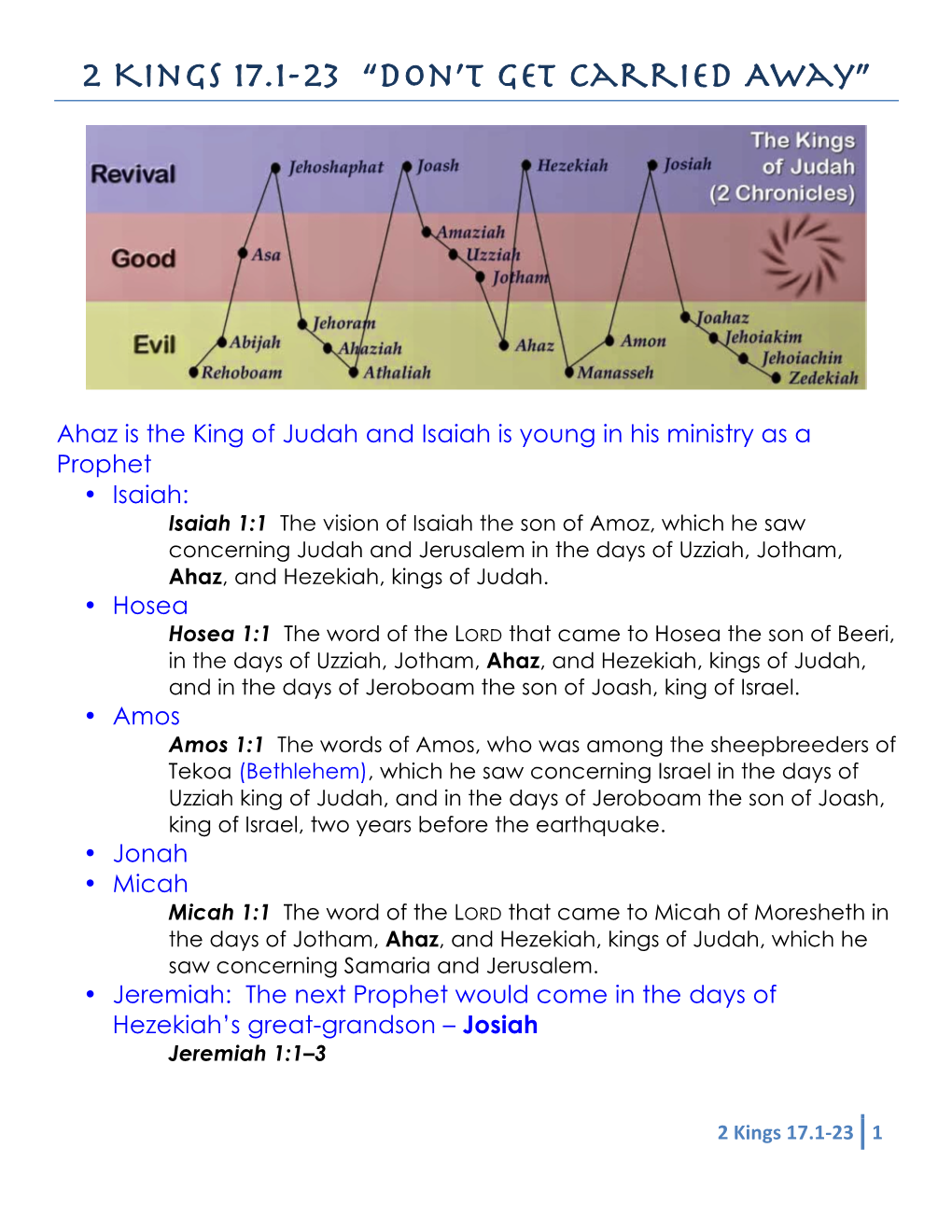 2 Kings 17.1-23 “Don't Get Carried Away”