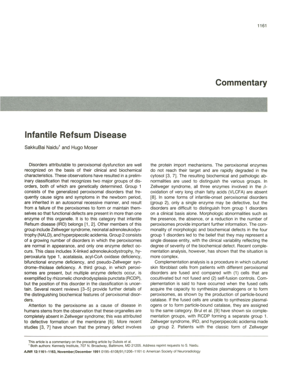 Infantile Refsum Disease Commentary