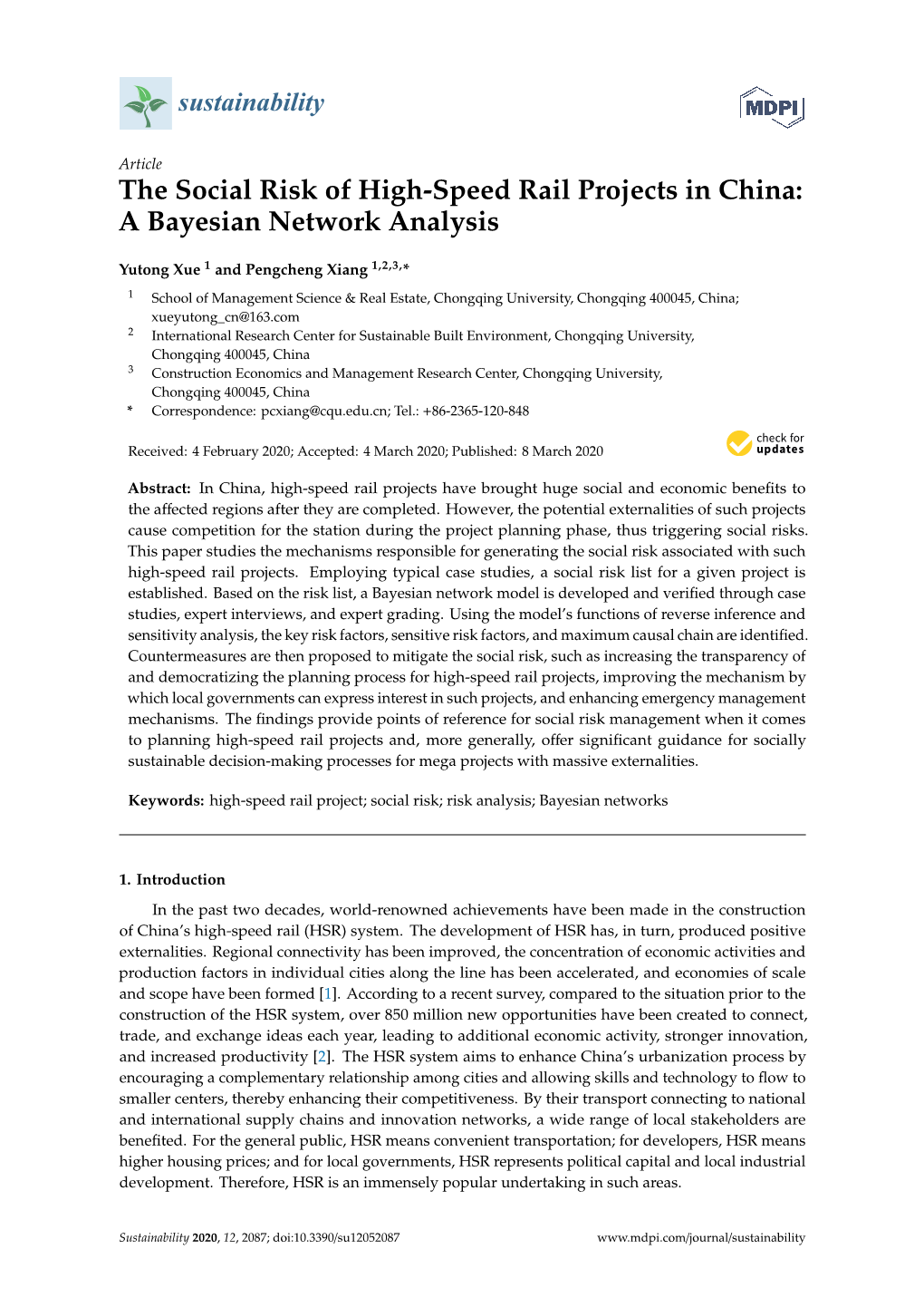 The Social Risk of High-Speed Rail Projects in China: a Bayesian Network Analysis