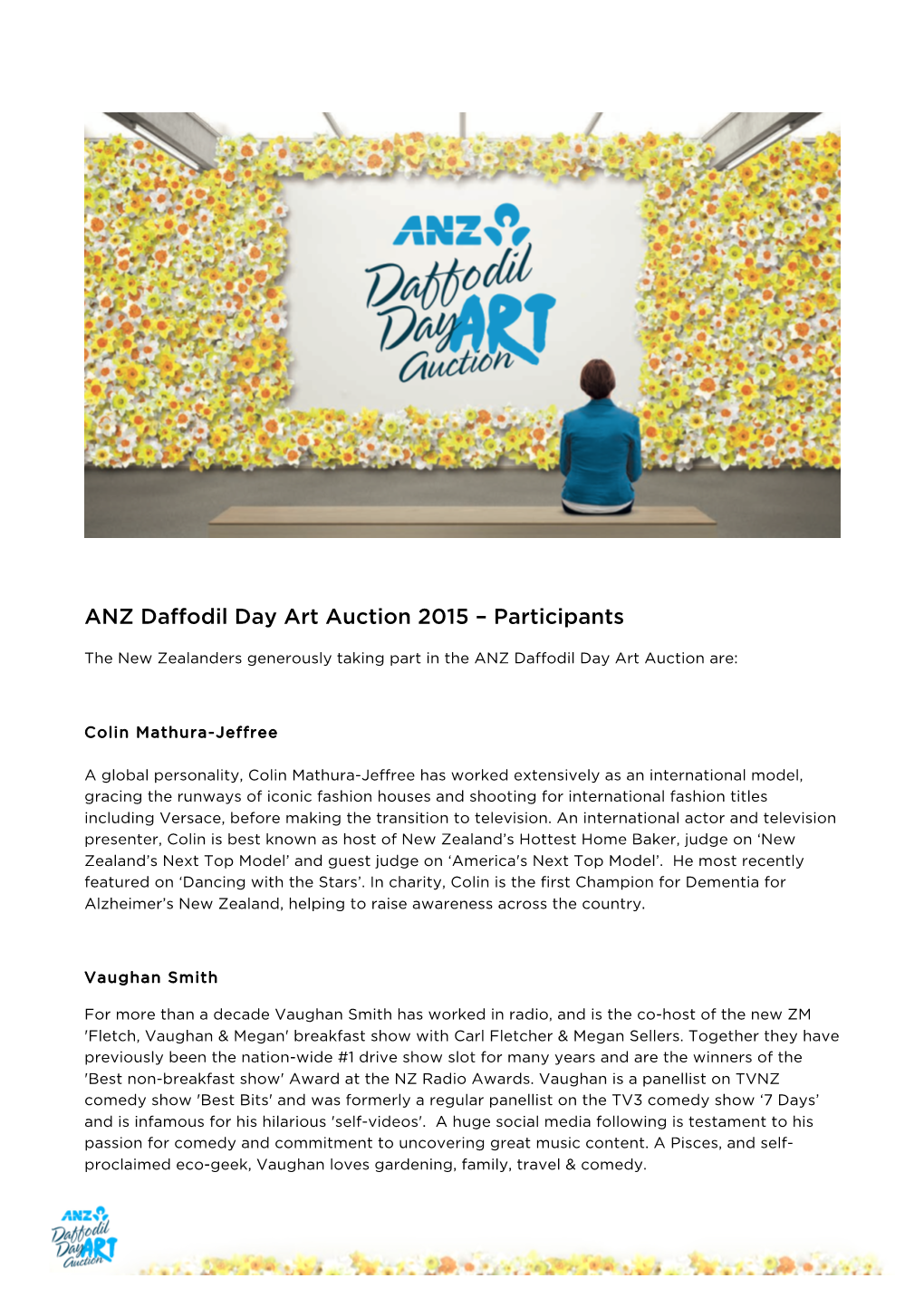 ANZ Daffodil Day Art Auction 2015 – Participants