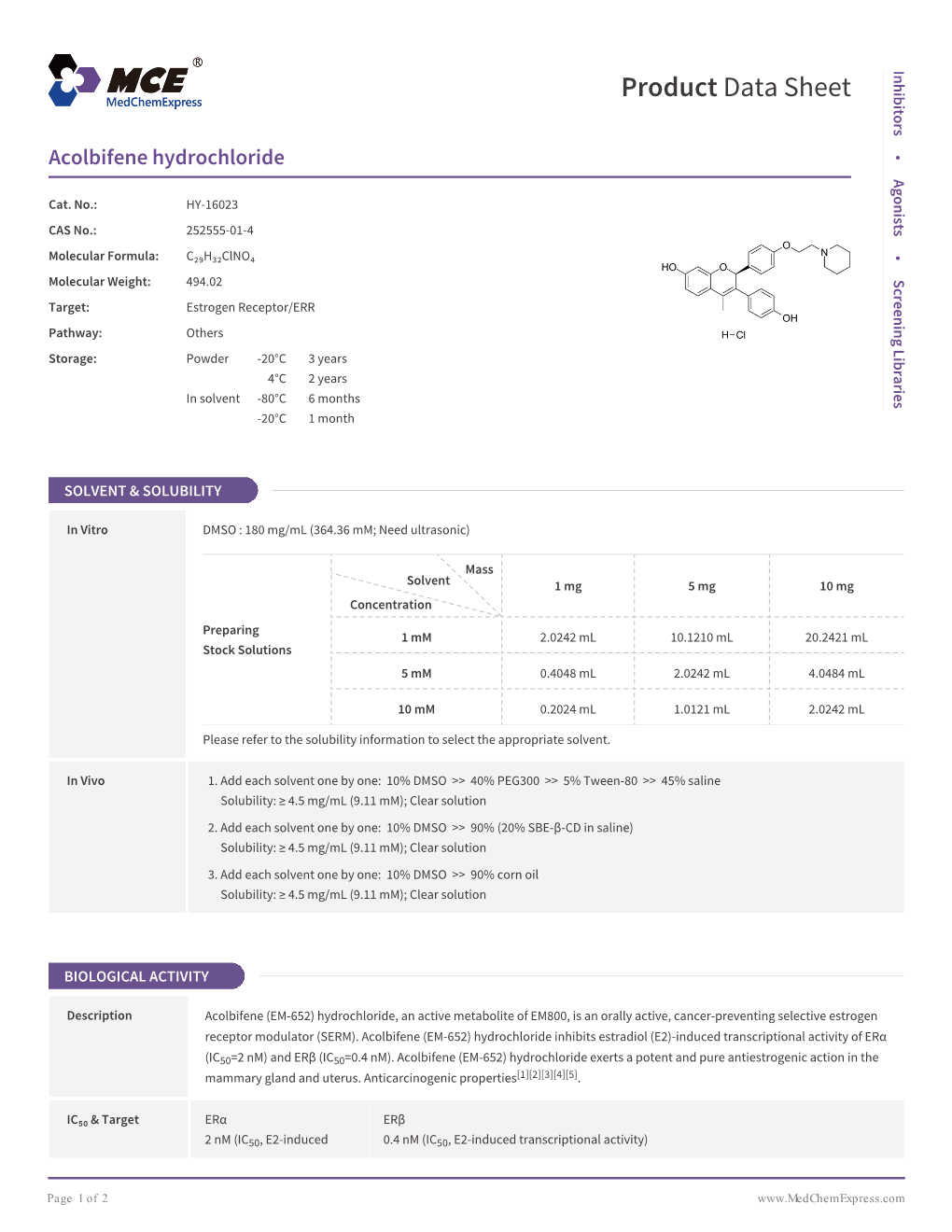 Acolbifene Hydrochloride | Medchemexpress