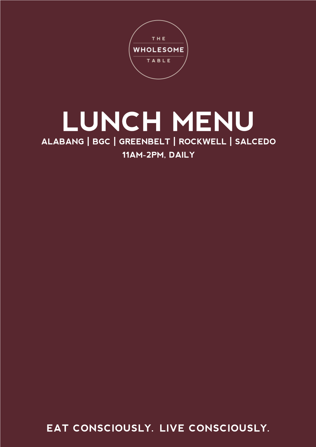 LUNCH MENU ALABANG | BGC | GREENBELT | ROCKWELL | SALCEDO 11AM-2PM, DAILY Small Plates