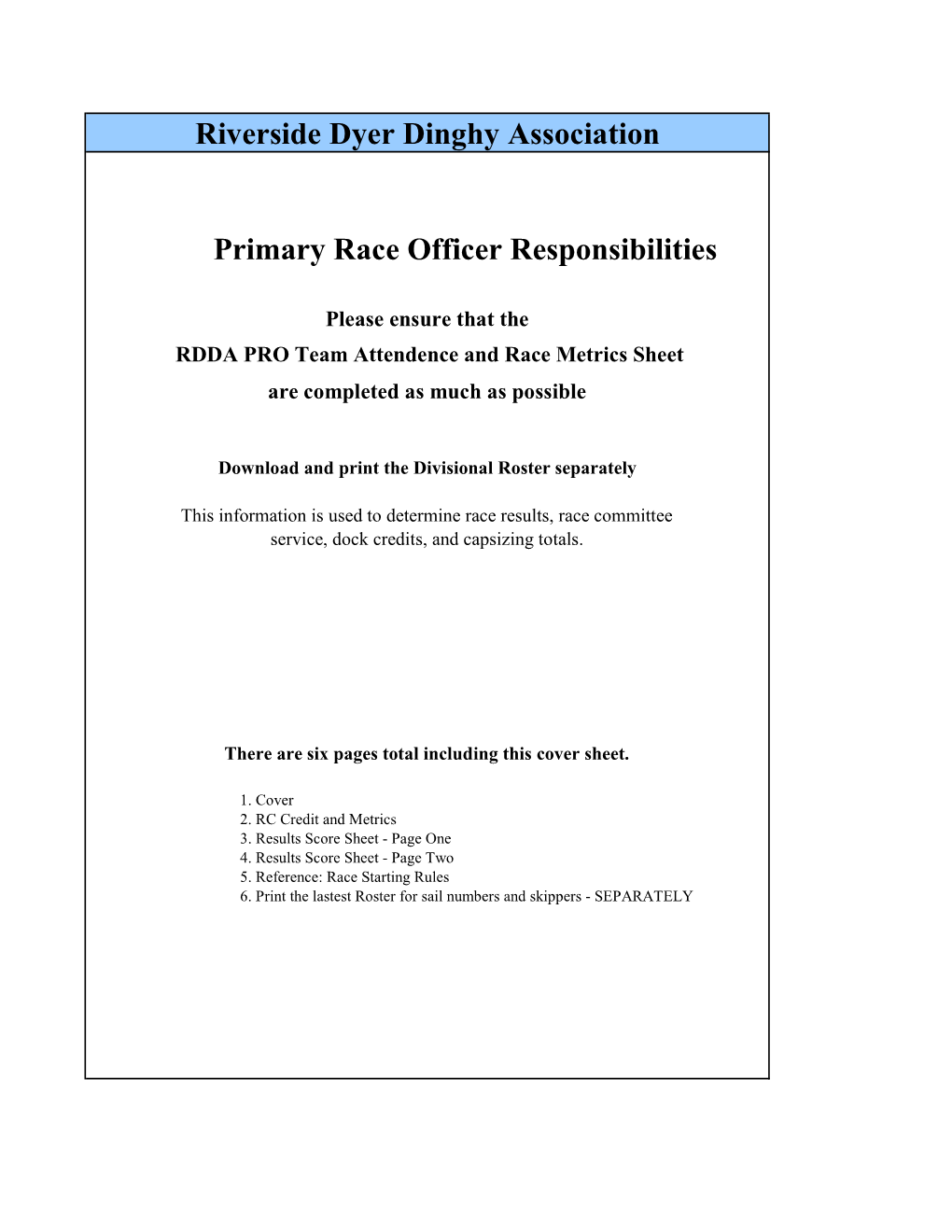 Signal Boat Scoring Forms