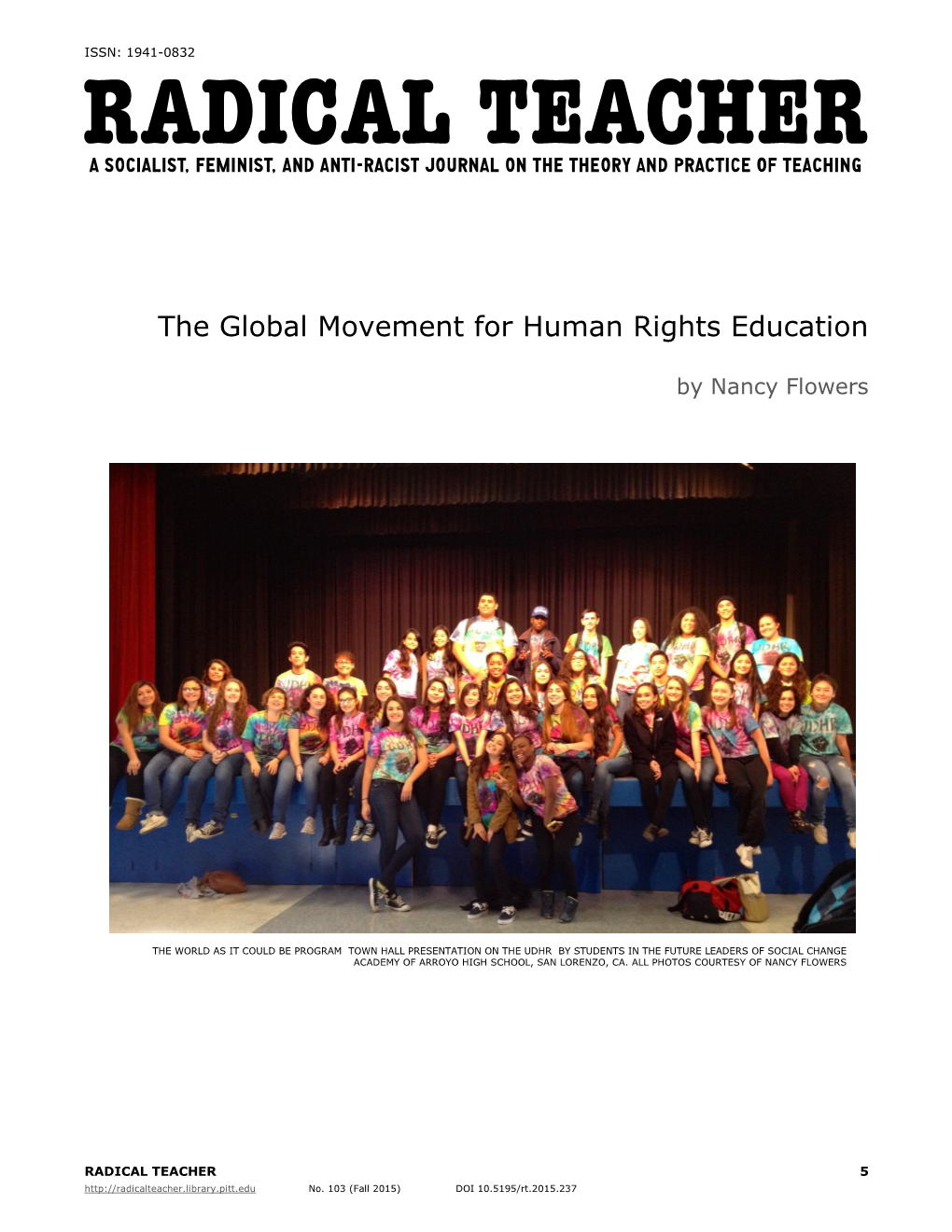The Global Movement for Human Rights Education