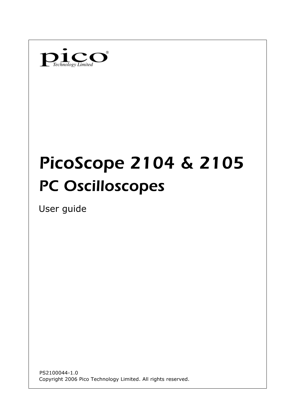 Picoscope 2104 & 2105 PC Oscilloscope User Guide