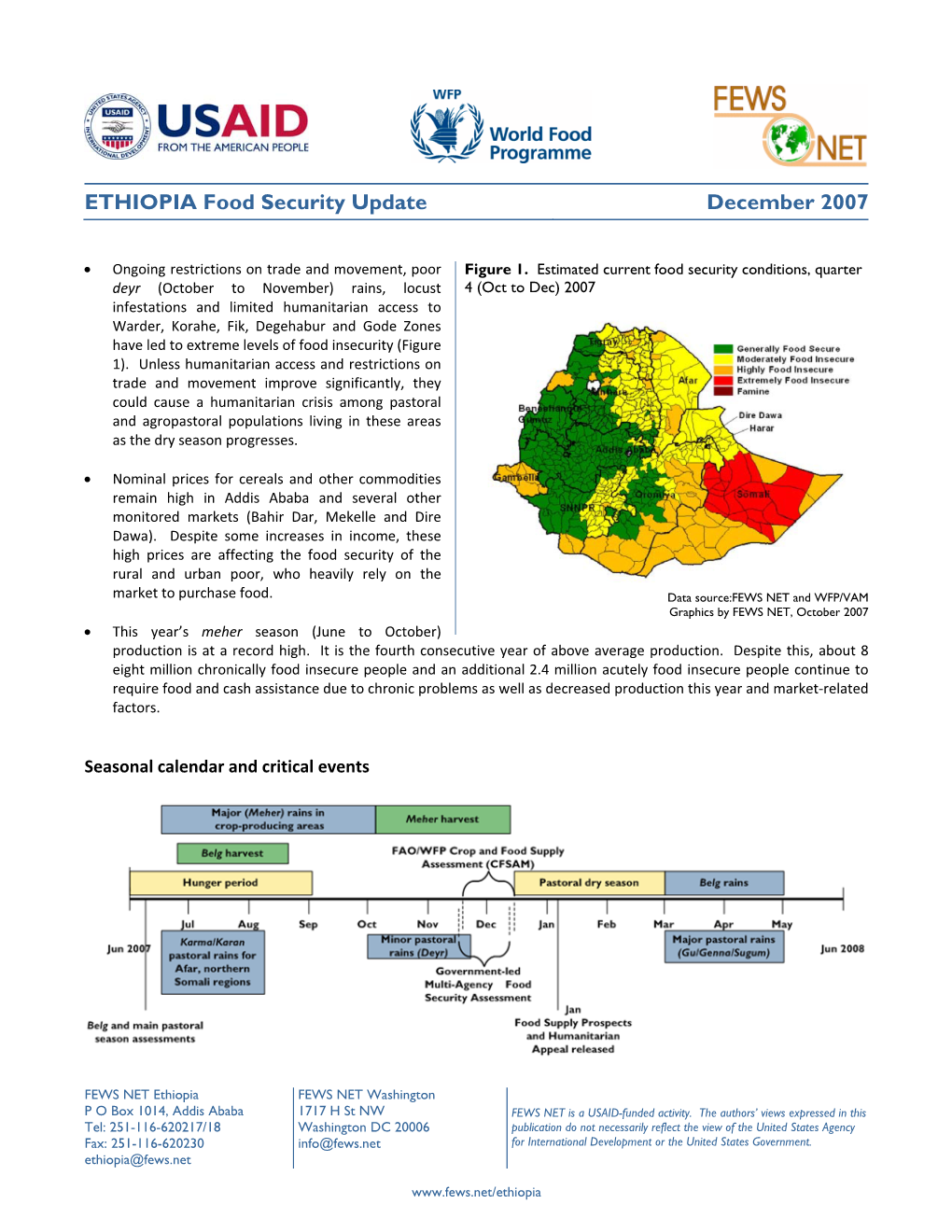 Ethiopia Food Security Update, December 2007