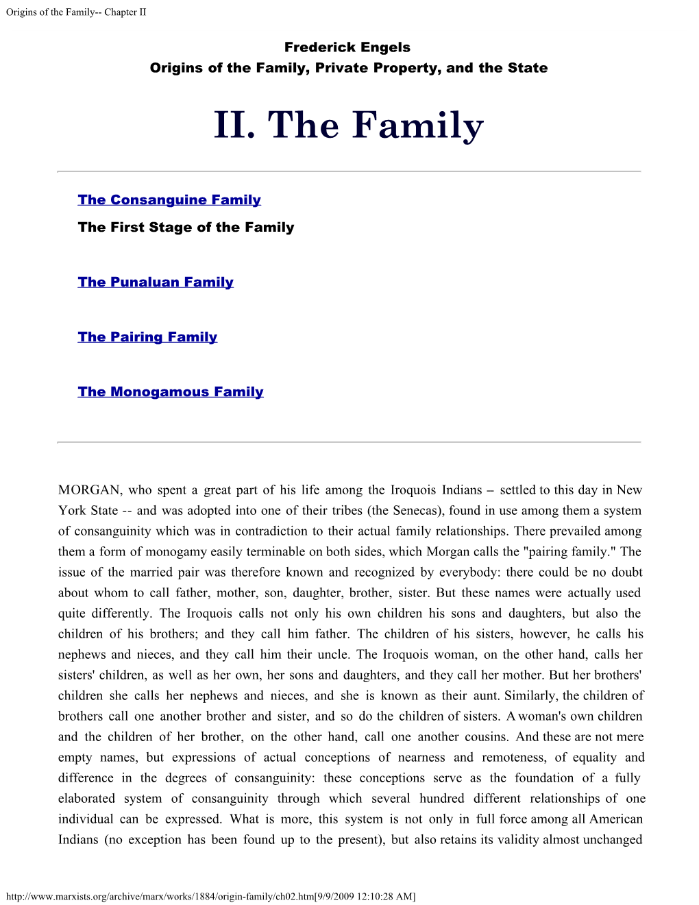 Origins of the Family-- Chapter II