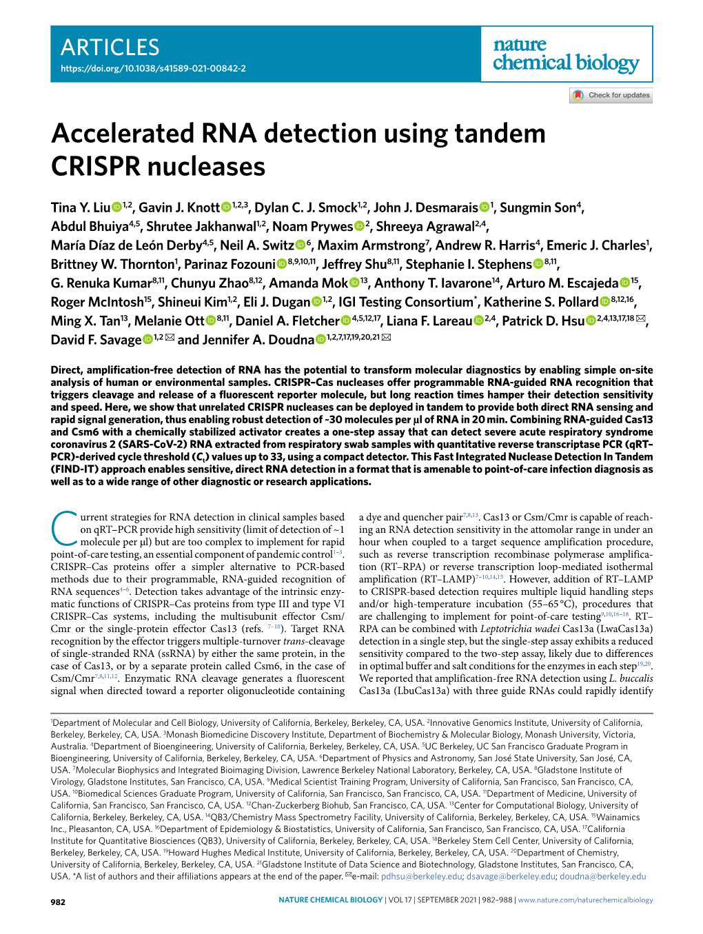 Accelerated RNA Detection Using Tandem CRISPR Nucleases