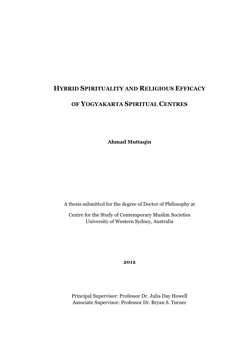 Hybrid Spirituality and Religious Efficacy Of