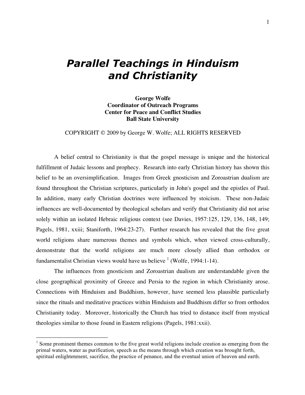Parallel Teachings in Hinduism and Christianity